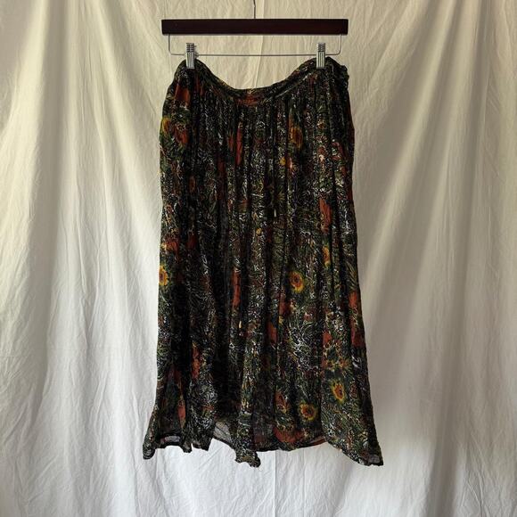 Boho floral cotton midi skirt - Picture 1 of 7